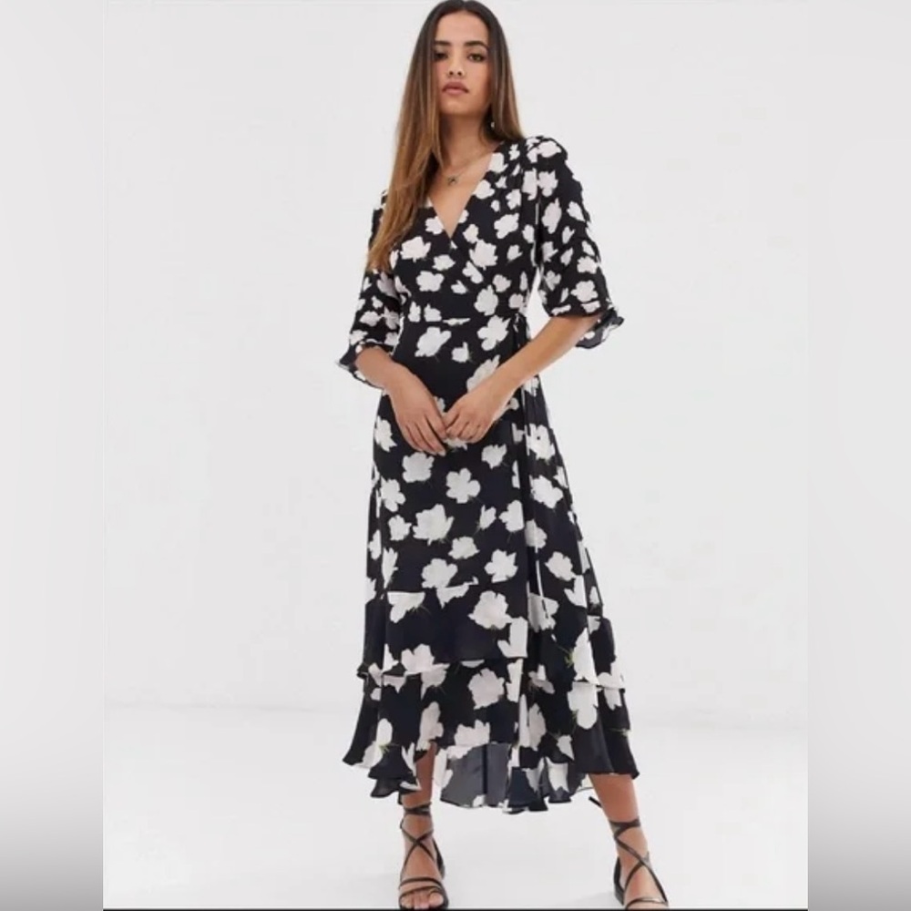 All Saints Black and White Floral Dress